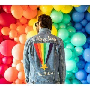 Levi's Embroidered Trucker Rainbow Shooting Star Jean Jacket Relaxed Fit